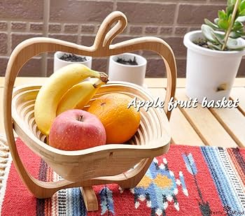 ウッドウィック　アップルバスケット Vintiquewise 6 in. H x 8 in. W x8 in. D Wood Chip Apple